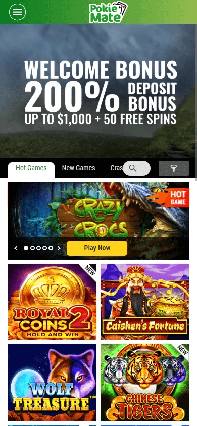 Pokie Mate Casino mobile browser platform on a smartphone